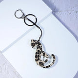 Leopard Acrylic Keychain Stainless Steel Key Ring for Women Girl