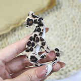 Leopard Acrylic Keychain Stainless Steel Key Ring for Women Girl