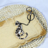 Leopard Acrylic Keychain Stainless Steel Key Ring for Women Girl