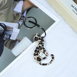Leopard Acrylic Keychain Stainless Steel Key Ring for Women Girl