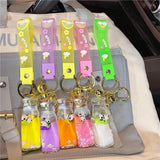 Red Liquid Keychain Champagne Banana Lemon Panda Floating Bottle Key Chain