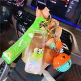 Red Liquid Keychain Champagne Banana Lemon Panda Floating Bottle Key Chain