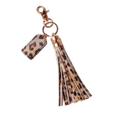 Rainbery Leopard Monogram Tassel Keychain Bag Pendant Car Key Ring Holder
