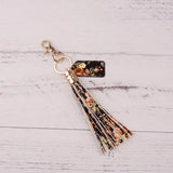 Rainbery Leopard Monogram Tassel Keychain Bag Pendant Car Key Ring Holder