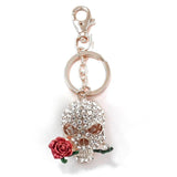 Rhinestone Crystal Rose Flower Key Chain