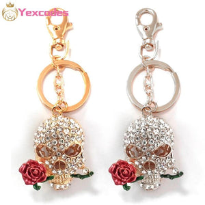 Rhinestone Crystal Rose Flower Key Chain