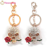 Rhinestone Crystal Rose Flower Key Chain
