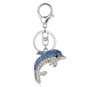Dolphin Crystal Metal Car Pendant Key Chain Key Ring Ladies Bag Key Chain