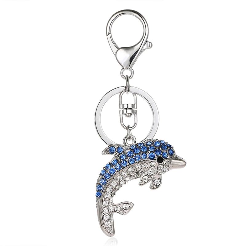 Dolphin Crystal Metal Car Pendant Key Chain Key Ring Ladies Bag Key Chain
