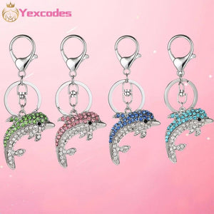 Dolphin Crystal Metal Car Pendant Key Chain Key Ring Ladies Bag Key Chain