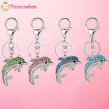 Dolphin Crystal Metal Car Pendant Key Chain Key Ring Ladies Bag Key Chain