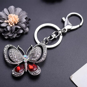 Crystal Butterfly Keychain Car Bag Charm Gift Pendant Trinket for Lady Girl