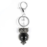 Vintage Owl Pendant Key Chain Turquoises Tiger Eye Stone Keychain Ring
