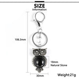 Vintage Owl Pendant Key Chain Turquoises Tiger Eye Stone Keychain Ring