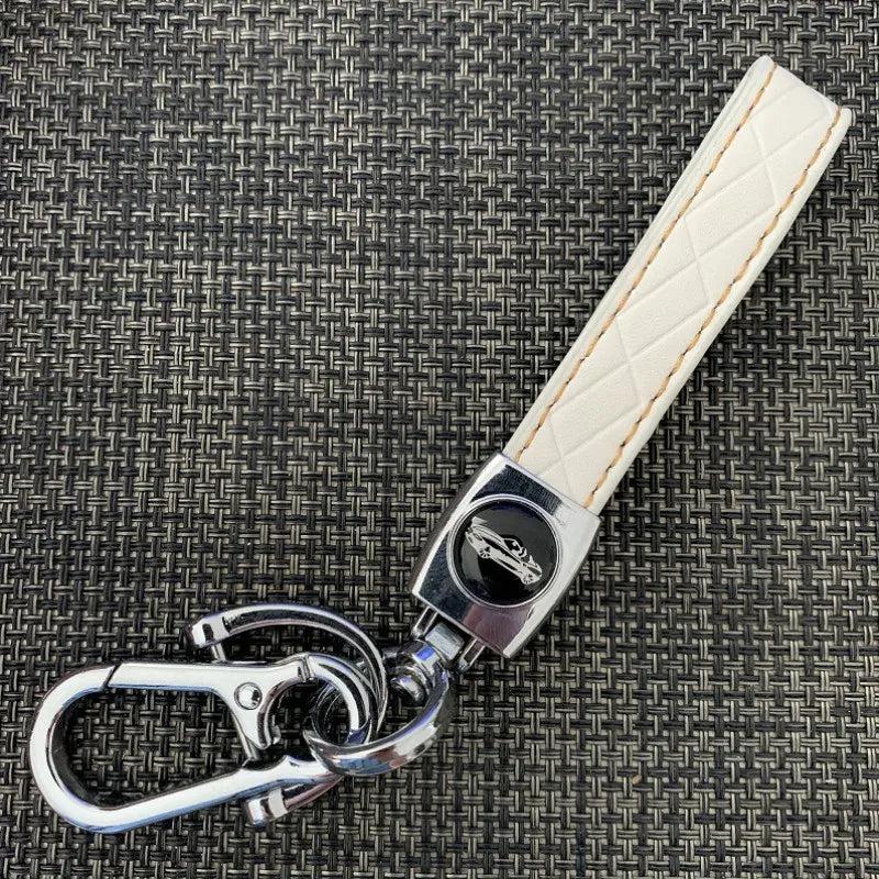 Leather Car Keychain 7 Colors Silver Buckle Car Key Ring Chain Holder