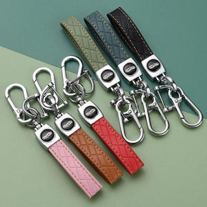 Leather Car Keychain 7 Colors Silver Buckle Car Key Ring Chain Holder