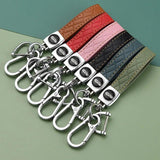 Leather Car Keychain 7 Colors Silver Buckle Car Key Ring Chain Holder