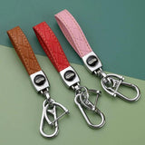Leather Car Keychain 7 Colors Silver Buckle Car Key Ring Chain Holder
