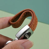 Leather Car Keychain 7 Colors Silver Buckle Car Key Ring Chain Holder