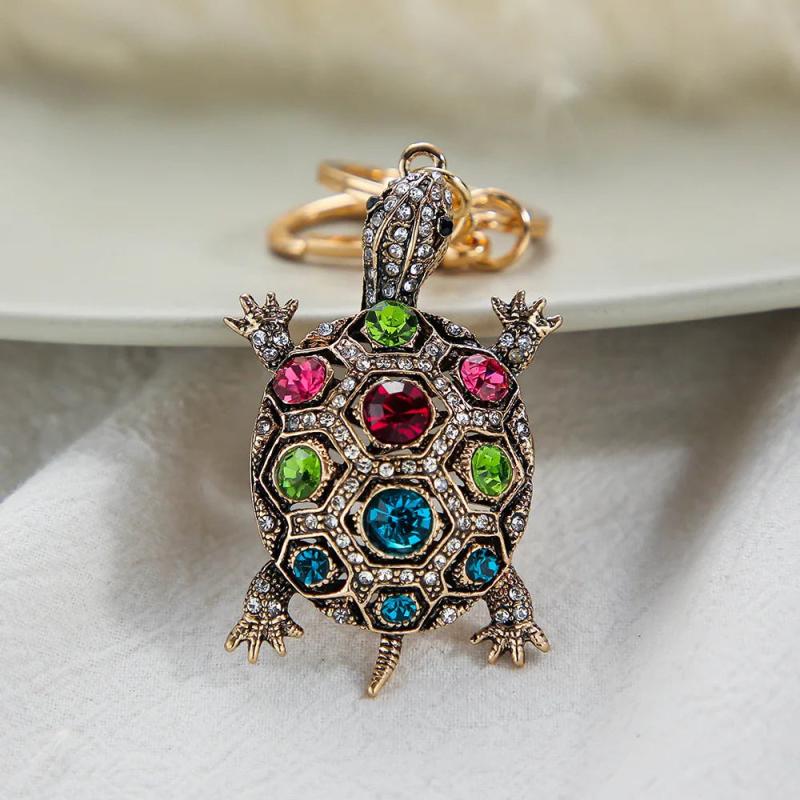 Crystal Tortoise Key Chain Women Handbag Rhinestone Lady Bag Trinket Wedding