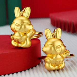Zodiac Rabbit Blessings Carrot Keychain Rich Rabbit Key Ring