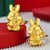 Zodiac Rabbit Blessings Carrot Keychain Rich Rabbit Key Ring