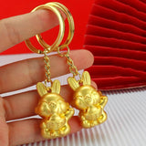 Zodiac Rabbit Blessings Carrot Keychain Rich Rabbit Key Ring