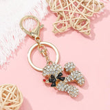 Poodle Rhinestone Key Ring Bag Charm for Women