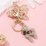 Poodle Rhinestone Key Ring Bag Charm for Women