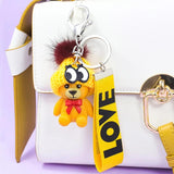 Resin Bear Keychain with Bell, Cute Cartoon Hat Design Bag Ornament