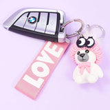 Resin Bear Keychain with Bell, Cute Cartoon Hat Design Bag Ornament