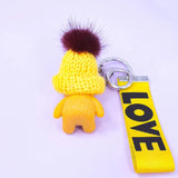 Resin Bear Keychain with Bell, Cute Cartoon Hat Design Bag Ornament