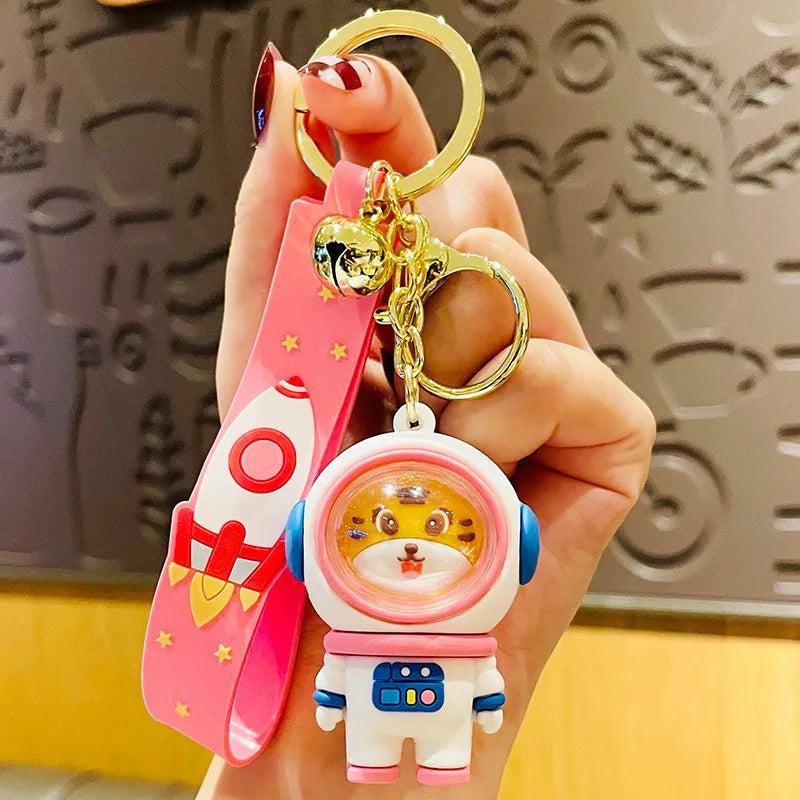 Astronaut Bear Key Chain Ring for Men Women Car Keychain Wrist Rope Keyring