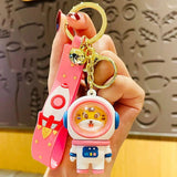 Astronaut Bear Key Chain Ring for Men Women Car Keychain Wrist Rope Keyring