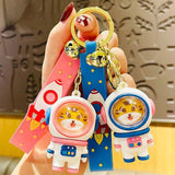 Astronaut Bear Key Chain Ring for Men Women Car Keychain Wrist Rope Keyring