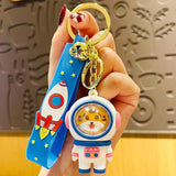 Astronaut Bear Key Chain Ring for Men Women Car Keychain Wrist Rope Keyring