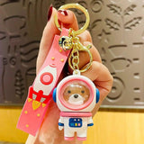 Astronaut Bear Key Chain Ring for Men Women Car Keychain Wrist Rope Keyring
