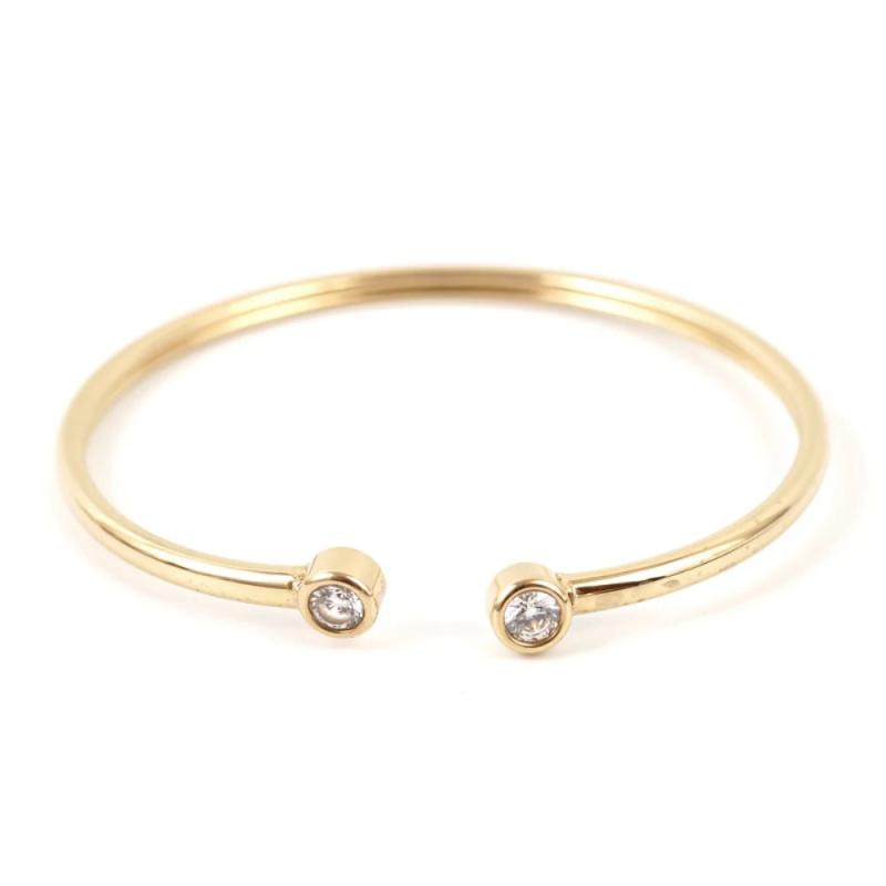 Adjustable Rhinestone Cuff Bangle Men Women Bracelet Stainless Steel