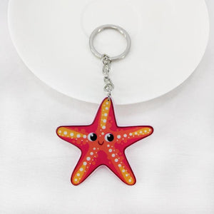 Acrylic Sea Animal Keychain Pendant Starfish Crab Whale Key Accessories