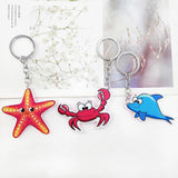 Acrylic Sea Animal Keychain Pendant Starfish Crab Whale Key Accessories