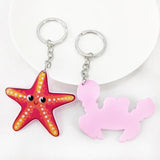 Acrylic Sea Animal Keychain Pendant Starfish Crab Whale Key Accessories
