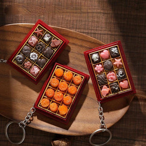 Chocolate Moon Cake Keychain for Women Men Holiday Car Key Accessory