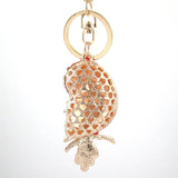Red Enamel Owl Key Chain Holder with Rhinestone Pendant