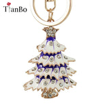 Enamel Christmas Tree Keyring Star Crystal Key Holder Chain Purse Bag Pendant