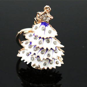 Enamel Christmas Tree Keyring Star Crystal Key Holder Chain Purse Bag Pendant