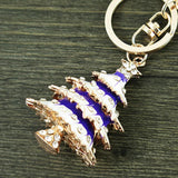 Enamel Christmas Tree Keyring Star Crystal Key Holder Chain Purse Bag Pendant