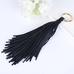 Sitaicery Tassel Key Chain Women Tassel KeyChain Bag Accessory PU Leather Tassel