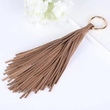 Sitaicery Tassel Key Chain Women Tassel KeyChain Bag Accessory PU Leather Tassel