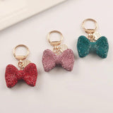 Rhinestone Bow Keychain Purse Car Rhinestone Key Chain Bag Decorative Alloy