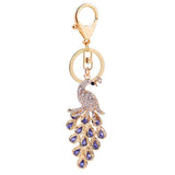 Sparkling Peacock Keychain Women Bags Pendant Crystal Animal Key Holder
